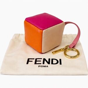 Fendi Pink and Orange Cube Keychain